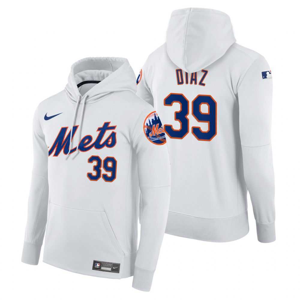 Men New York Mets 39 Diaz white home hoodie 2021 MLB Nike Jerseys